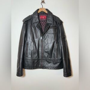 Vintage Levi's Red Tab Men's Heavy Moto Leather Jacket Size XL Black